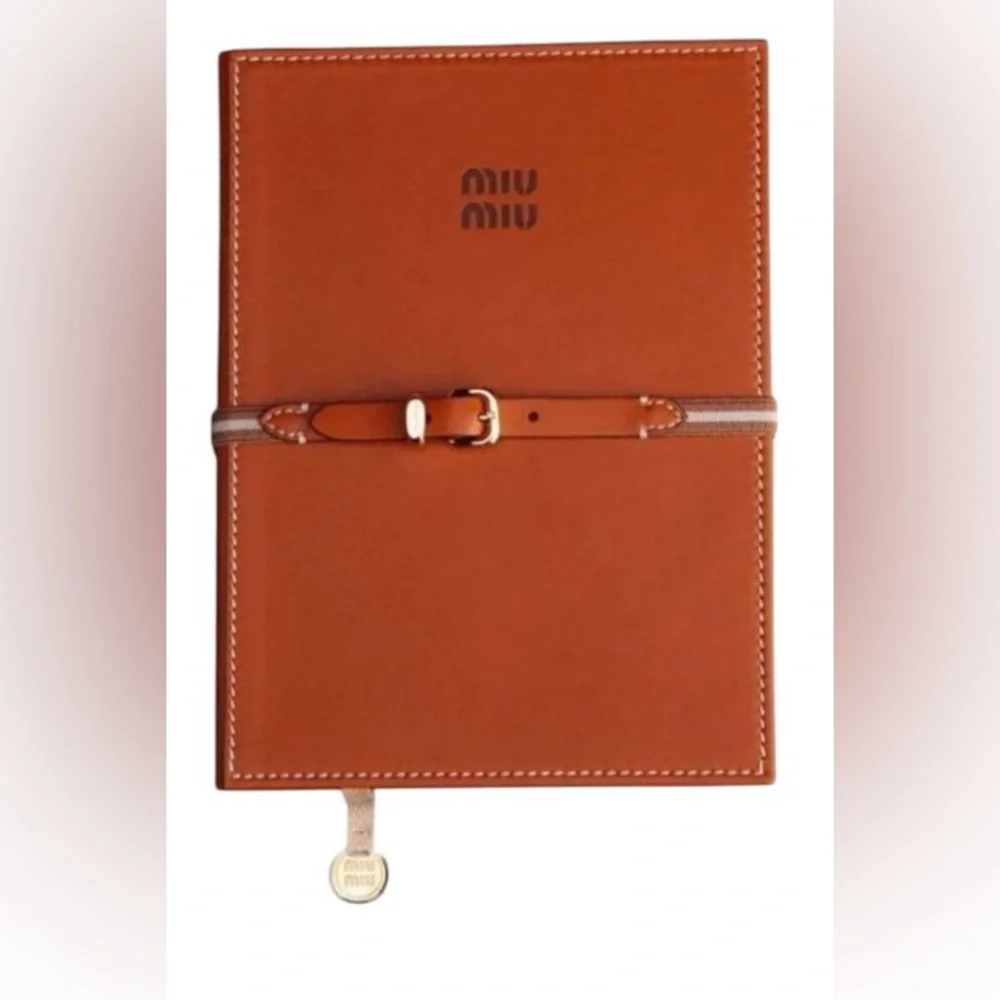 New in Bag Miu Miu Brown GWP Lined Notebook with Miu Miu on Each Page + Belt